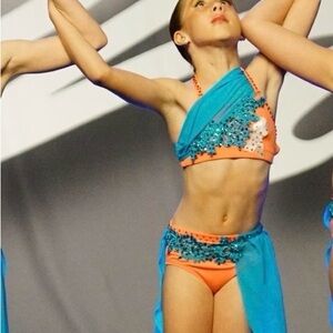 Custom Lyrical Solo Costume Size 7/8 Orange Blue